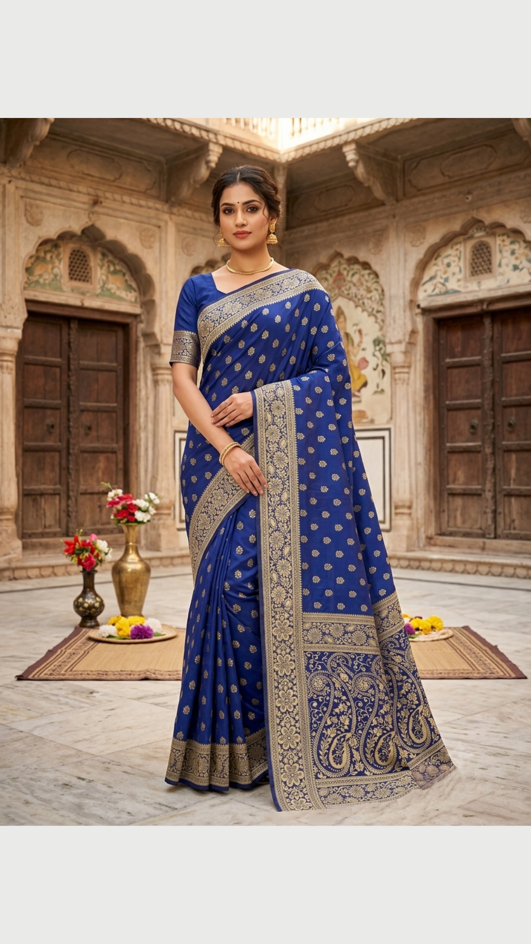 Epitome - Royale Navy Blue Banarasi Soft Silk Jacquard Saree