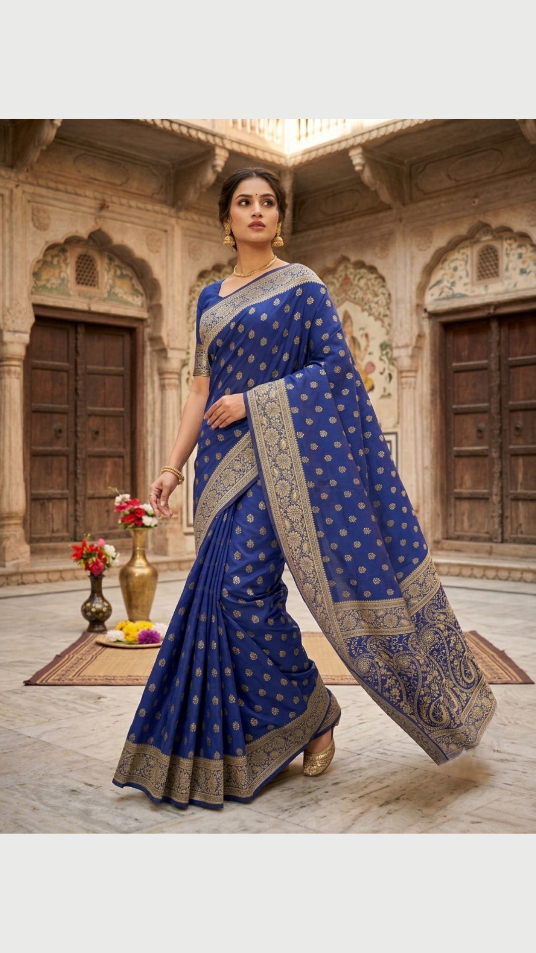 Epitome - Royale Navy Blue Banarasi Soft Silk Jacquard Saree