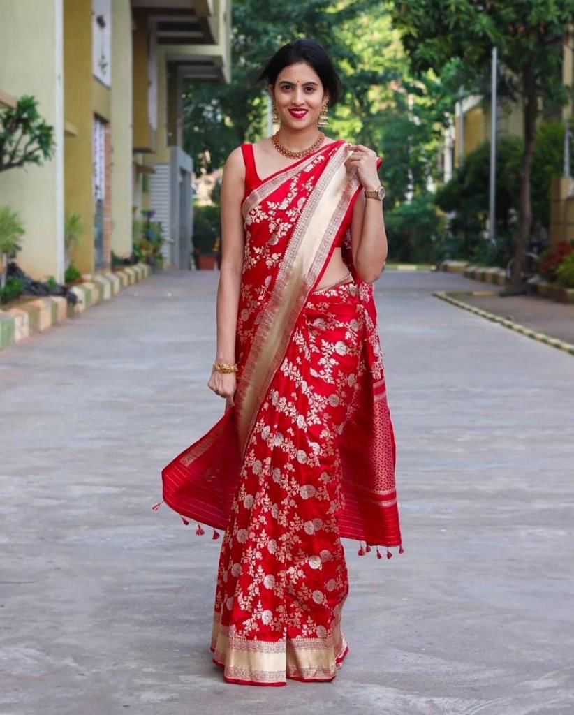 Imperial - Royale Red Banarasi Soft Silk Jacquard Saree