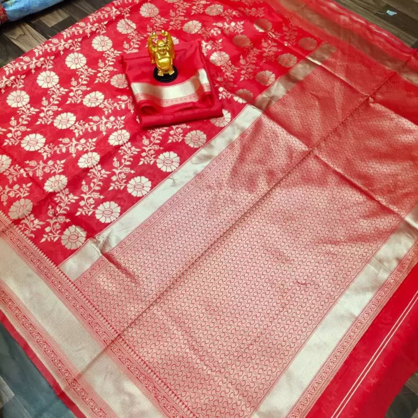 Imperial - Royale Red Banarasi Soft Silk Jacquard Saree