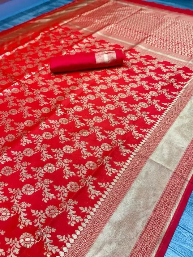 Imperial - Royale Red Banarasi Soft Silk Jacquard Saree